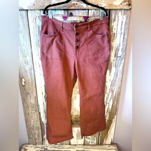 Frye & Co. Wide Leg Burnt Rust Jeans Frayed Hem size 18W